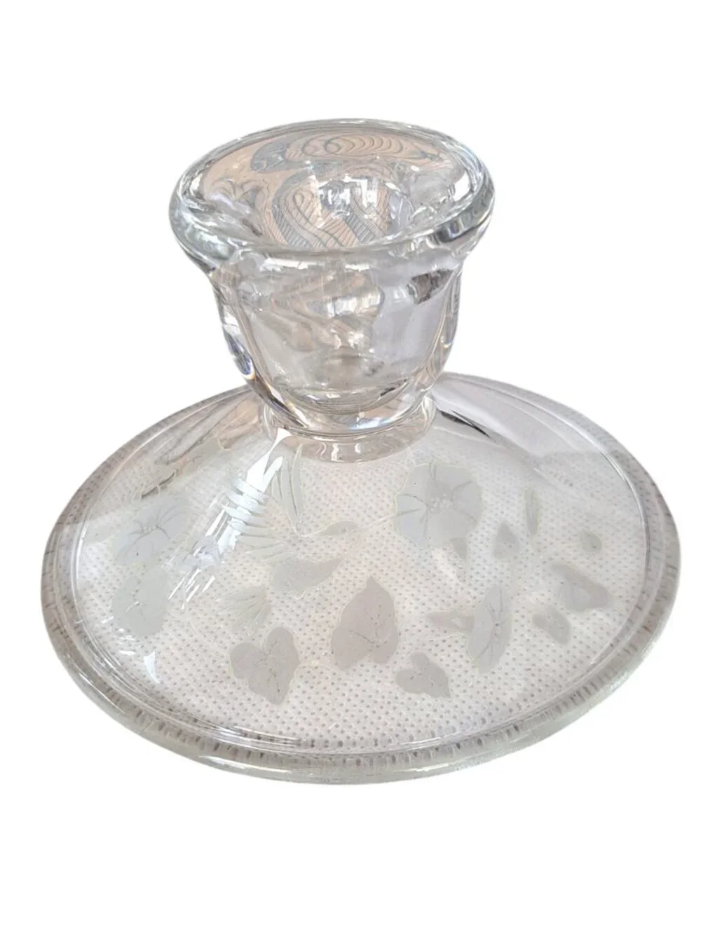 2 Vintage Crystal Hummingbird Candle Holders - Avon 24% Etched Lead Crystal